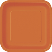 Unique 16 Pack Plates Pumpkin Orange Square 7