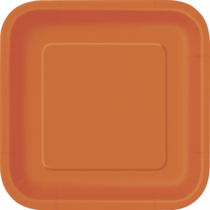Unique 16 Pack Plates Pumpkin Orange Square 7