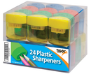 Tiger Stationery 24-pack pencil sharpener drum with multiple sharpeners for pencils, featuring a compact and functional design.