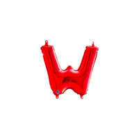 Red Grabo foil letter W balloon, 14-inch size, designed for celebrations and decorations, with shiny metallic surface.