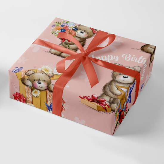 Giftwrap Bear With Present 24pk