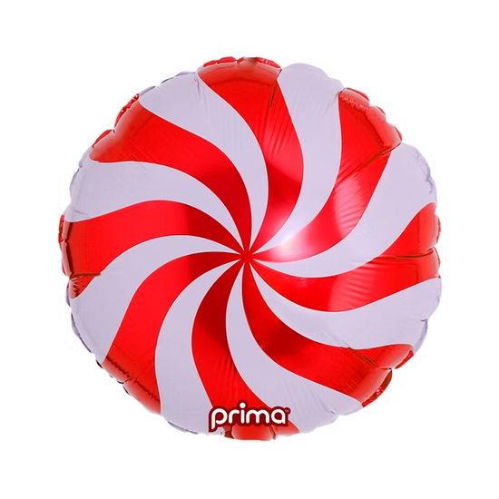 Prima Foil Balloon Candy Swirl Red 18"