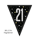 Unique Flag Banner Black Glitz Age 21 9ft