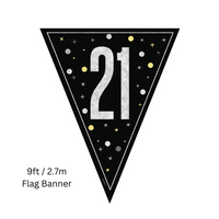 Unique Flag Banner Black Glitz Age 21 9ft