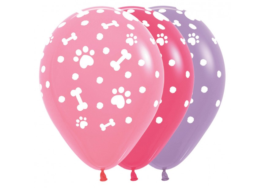 Sempertex Paw Prints Girl Asst 12" Latex 25pk