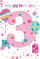 Simon Elvin 6-pack birthday cards featuring colorful designs and age 3 on the front, ideal for celebrating young children's birthdays.