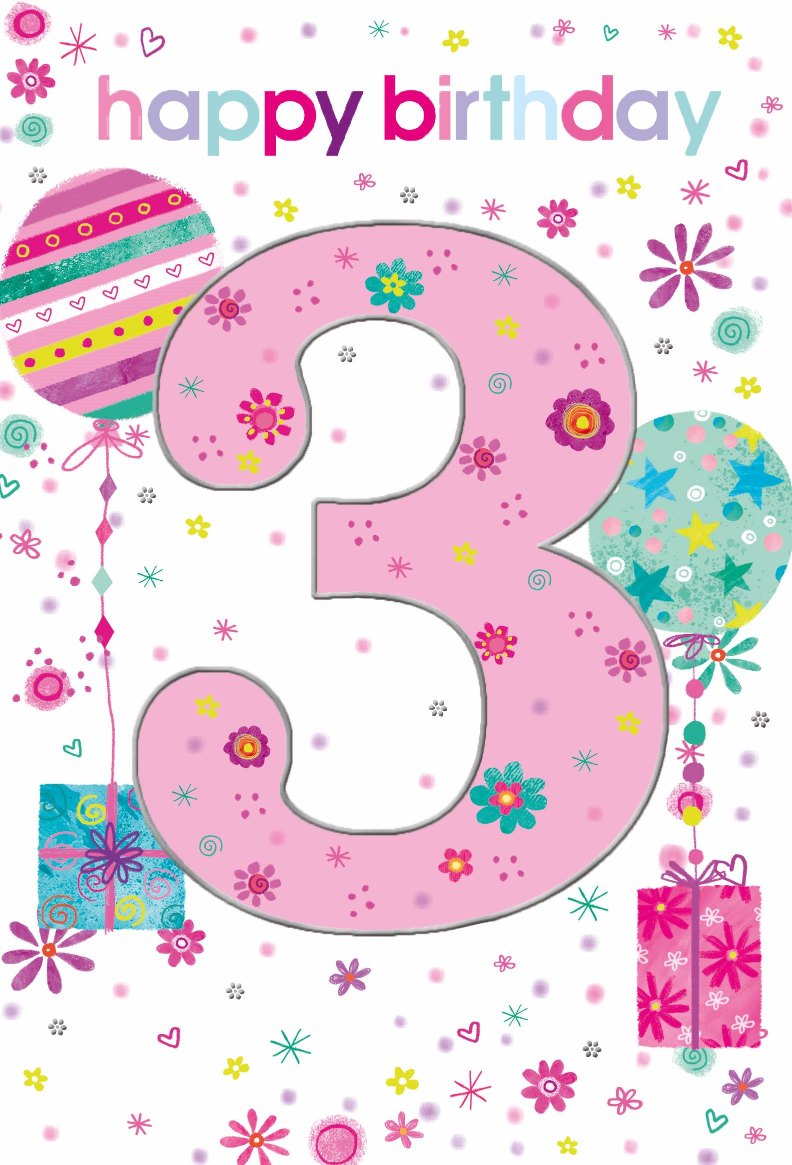 Simon Elvin 6-pack birthday cards featuring colorful designs and age 3 on the front, ideal for celebrating young children's birthdays.
