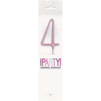 Unique Party Candle Sparkler Number 4 Pink 7