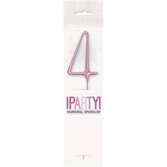 Unique Party Candle Sparkler Number 4 Pink 7