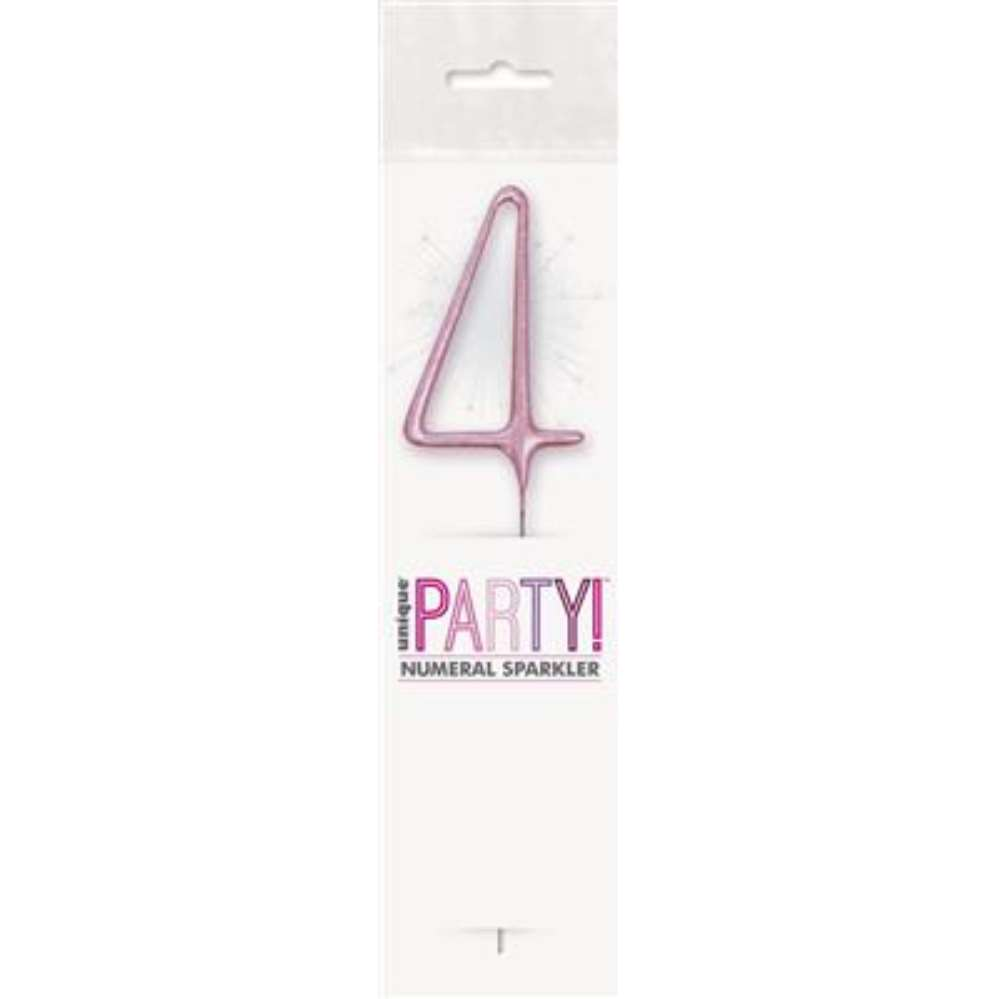 Unique Party Candle Sparkler Number 4 Pink 7