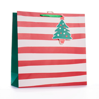 Gift Bag Christmas Stripes Giant Square 12pk