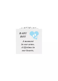David Fischoff Born Sleeping Boy keepsake sculpture, detailed ceramic figurine of a peacefully sleeping boy by David Fischoff