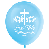 Unique Communion Blue 12" Latex Balloons 8pk