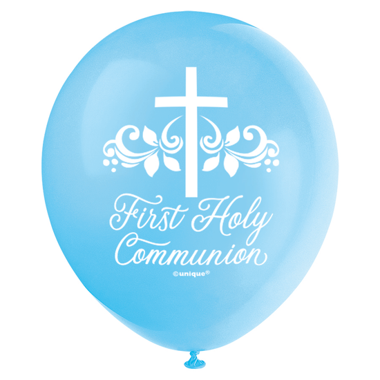 Unique Communion Blue 12" Latex Balloons 8pk