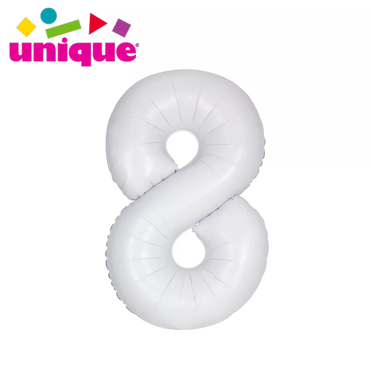 Unique Foil Balloon Matte White 34" Number 8