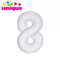 Unique Foil Balloon Matte White 34" Number 8