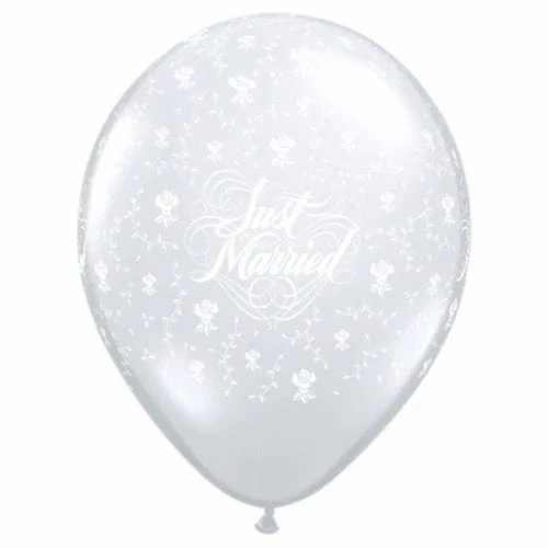 Qualatex Just Married Clear 5" Latex Balloon 100pk
