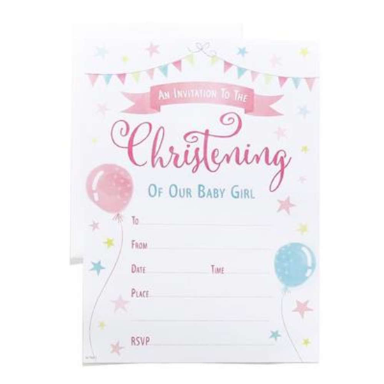 Christening Girl Invitations 10x20pk