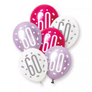 Unique Glitz Age 60 Pink 12" Latex 6pk