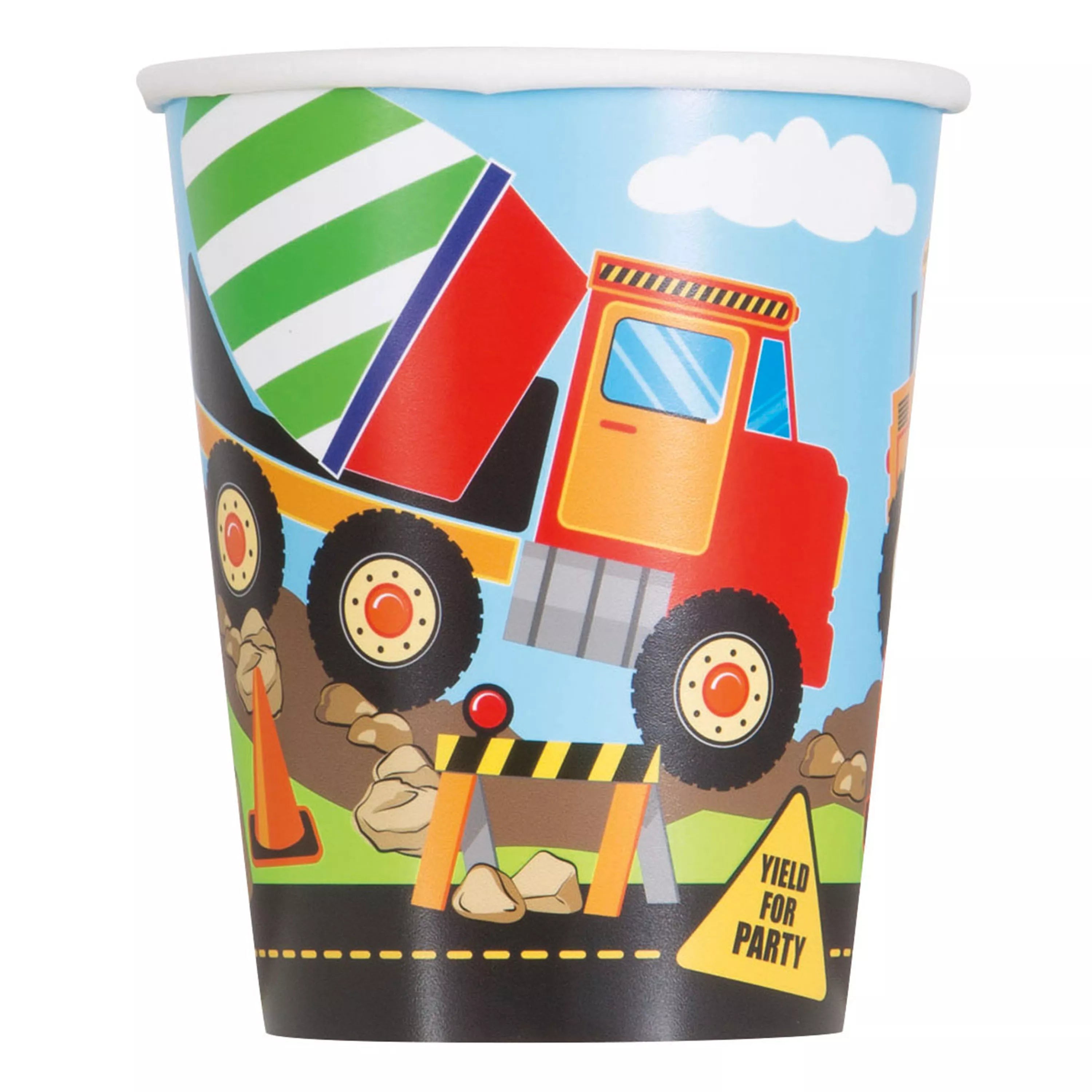 Unique Paper Cups Construction Party 9oz 8pk