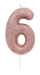 Creative Number 6 Candle Rose Gold 7cm