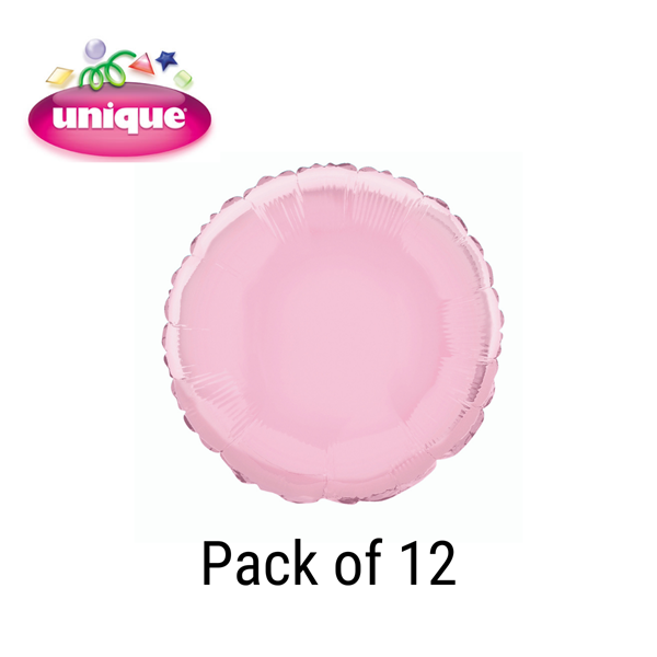 Unique 12 Pack Foil Balloon Pastel Pink Round 18