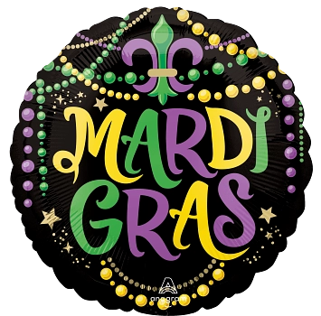 Anagram Foil Balloon Mardi Gras Glitter Beads 18