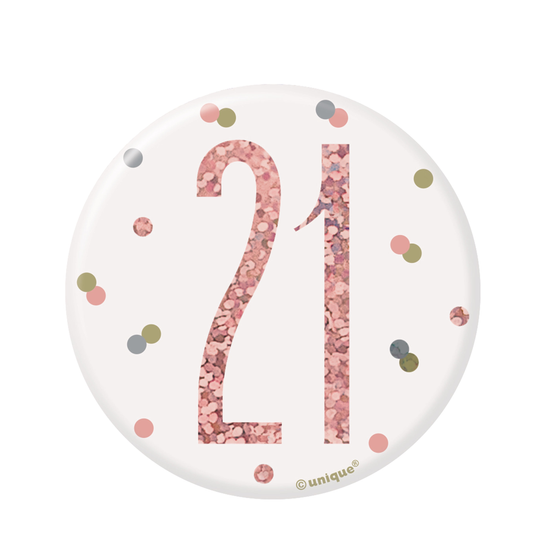 Unique Badge Rose Gold Glitz Party Age 21 3