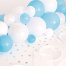 Blue and white latex balloon centerpiece kit by Unique, featuring decorative balloons arranged for celebration decor.