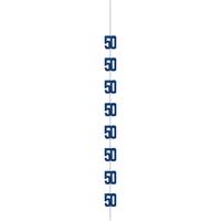Blue 5ft hanging decor banner for 50th birthday celebration, festive party decoration by Unique.