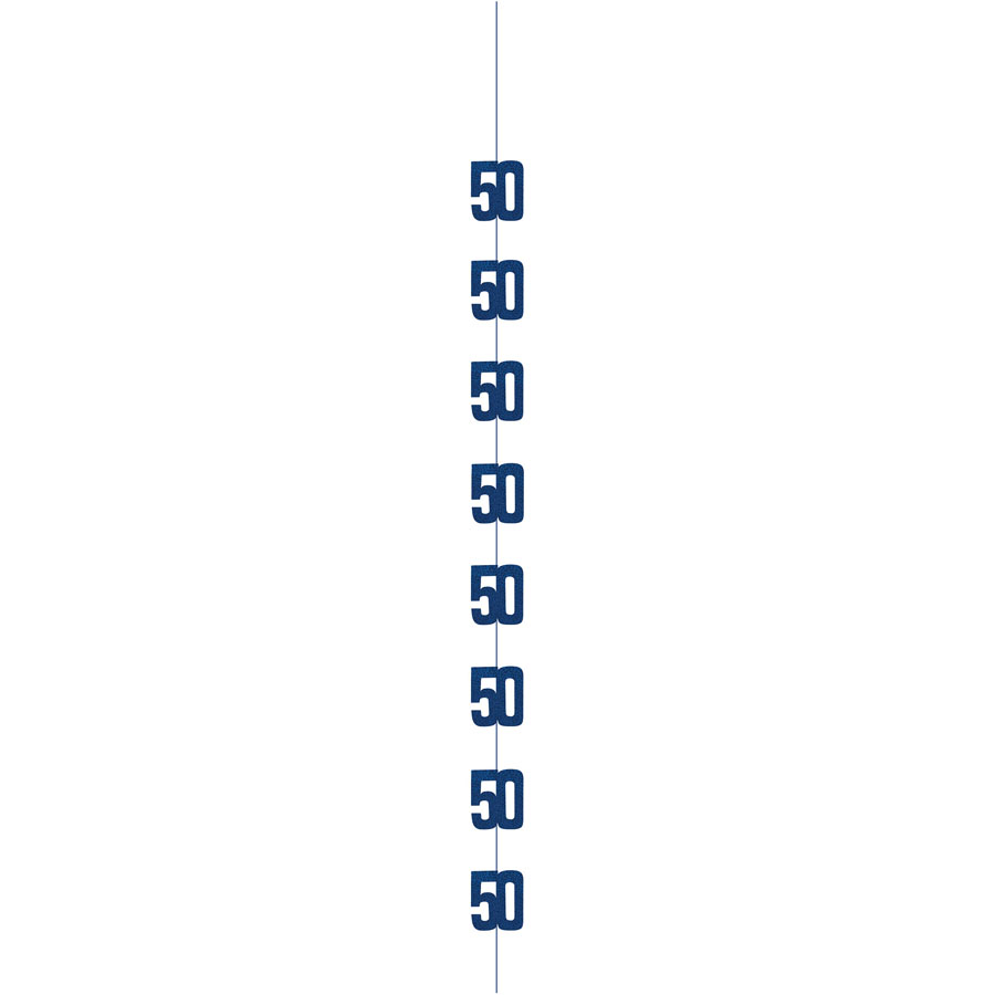 Blue 5ft hanging decor banner for 50th birthday celebration, festive party decoration by Unique.