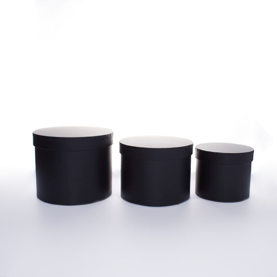 Hat Box Black 3pc L-6x7.5"/M-5.5x7"/S-4.5x5.5