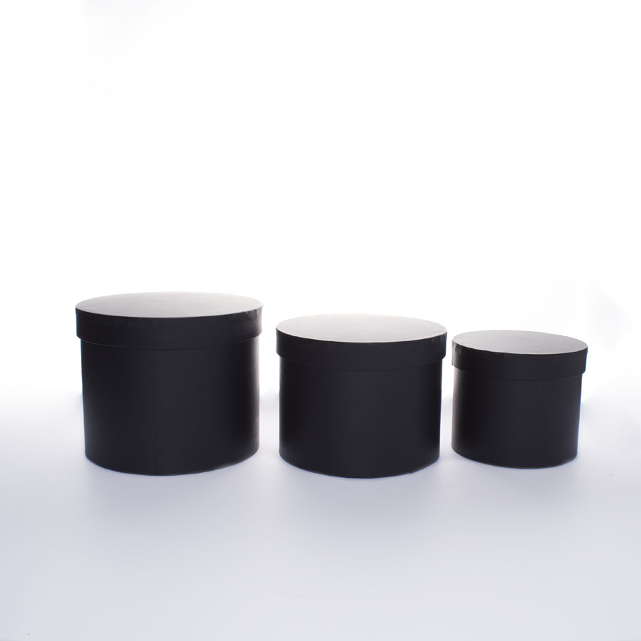 Hat Box Black 3pc L-6x7.5"/M-5.5x7"/S-4.5x5.5