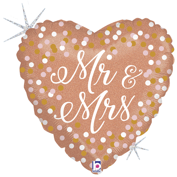 Rose Gold Mr & Mrs 18" Heart Foil Balloon
