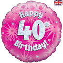 18" 40th Birthday Pink Holographic Foil Balloon