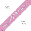 Unique Banner Pink Glitz Age 5 9ft