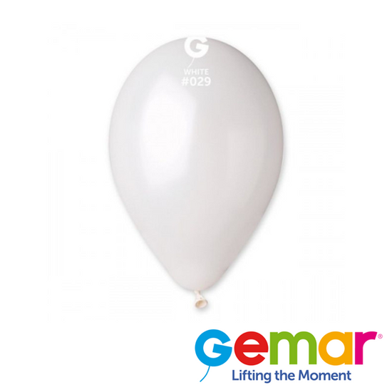 Gemar Metallic White 13" Latex Balloons 50pk