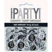 Black Glitz 13th Birthday Foil Confetti 14g