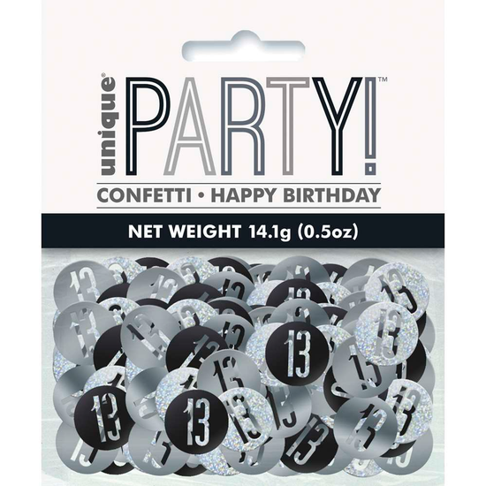 Black Glitz 13th Birthday Foil Confetti 14g