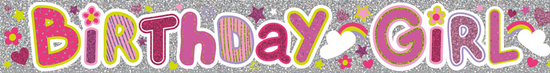 Birthday Girl Rainbows Banner 2.6M 6pk
