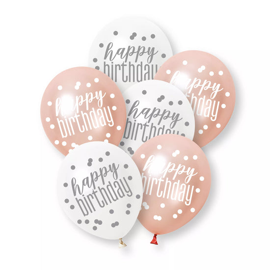 Glitz Birthday Rose Gold 12" Latex 6pk