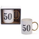 Tiger Feet Age 50 Art Deco mug featuring bold tiger design and vintage style, perfect for celebrating milestone birthdays.