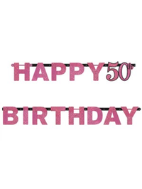 Amscan Letter Banner Age 50 Pink Celebration 2.13m