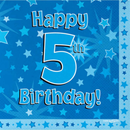 5th Birthday Blue 3-ply Napkins 33x33cm 16pk