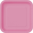 Unique 14 Pack Plates Hot Pink Square 9