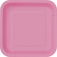 Unique 14 Pack Plates Hot Pink Square 9