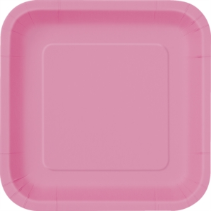 Unique 14 Pack Plates Hot Pink Square 9