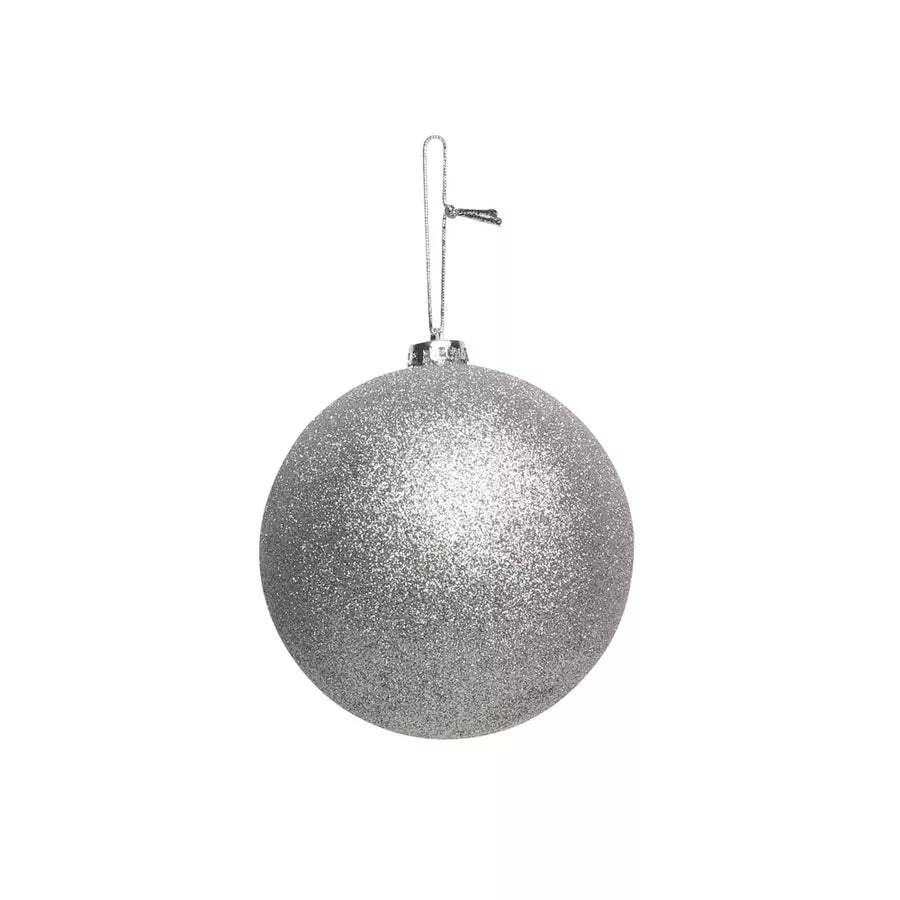 Glitter Shatterproof Bauble Silver 15cm