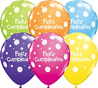 Qualatex Feliz Cumpleanos Dots 11" Latex 50pk