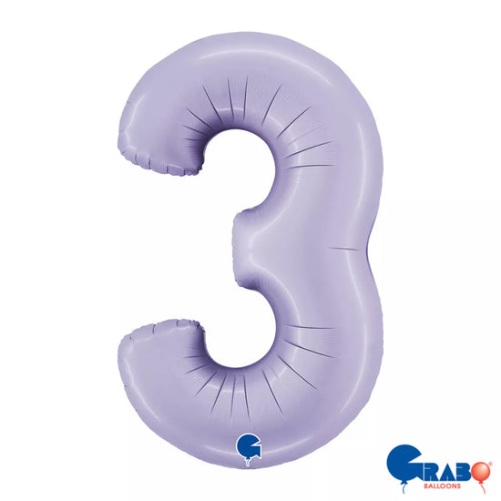 Grabo Foil Balloon Satin Lilac 40" Number 3